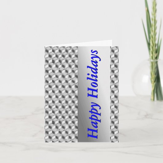 Chrome 3-d-boxen - zilvergrijs en blauw feestdagen kaart (Voorkant)