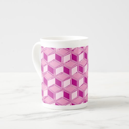 Chrome 3-d dozen - fuchsia roze porselein kop (Links)