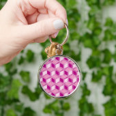 Chrome 3-d dozen - fuchsia roze sleutelhanger (Hand)