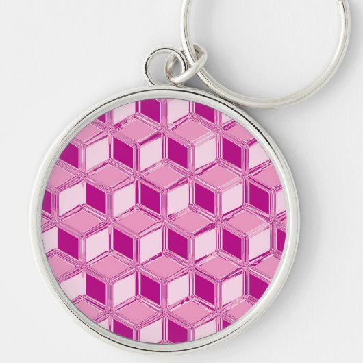 Chrome 3-d dozen - fuchsia roze sleutelhanger (Voorkant)