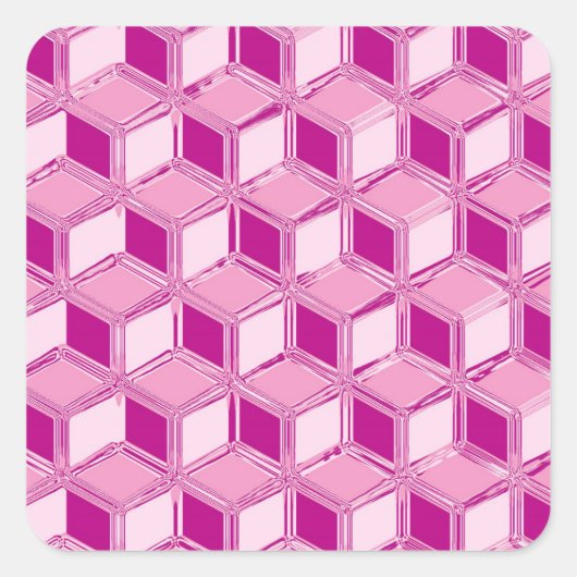Chrome 3-d dozen - fuchsia roze vierkante sticker (Voorkant)