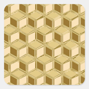 Chrome 3-d dozen - goudkleurig vierkante sticker