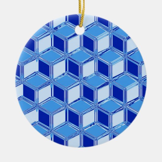 Chrome 3-d dozen - kobaltblauw keramisch ornament (Voorkant)