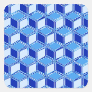 Chrome 3-d dozen - kobaltblauw vierkante sticker