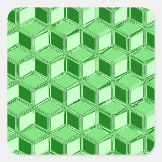 Chrome 3-d dozen - smaragdgroen vierkante sticker (Voorkant)