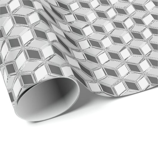 Chrome 3-d dozen - zilvergrijs cadeaupapier (Rol Hoek)