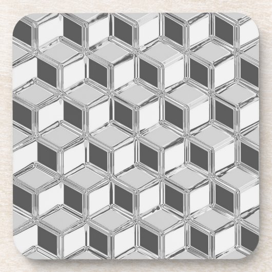 Chrome 3-d dozen - zilvergrijs drankjes onderzetter (Voorkant)
