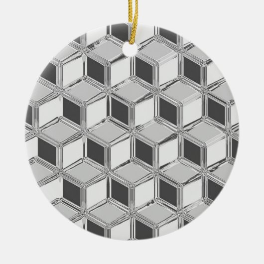 Chrome 3-d dozen - zilvergrijs keramisch ornament (Voorkant)