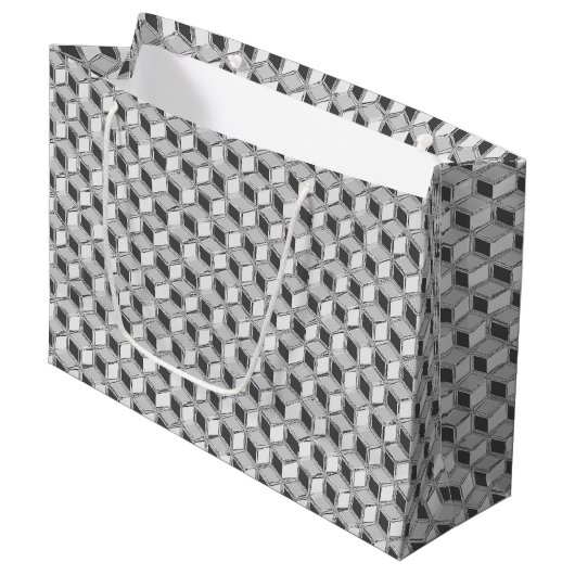 Chrome 3-d dozen - zilvergrijs large cadeautasje (Voorkant Gekanteld)