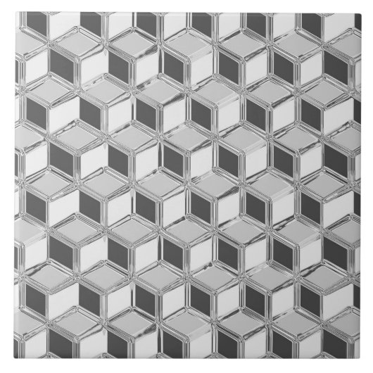 Chrome 3-d dozen - zilvergrijs tegeltje (Voorkant)