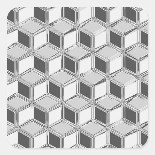 Chrome 3-d dozen - zilvergrijs vierkante sticker (Voorkant)