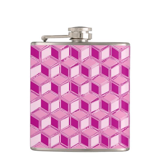 Chrome 3D-dozen - fuchsia roze Heupfles (Voorkant)