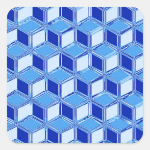 Chrome 3D-dozen - kobaltblauw Vierkante Sticker