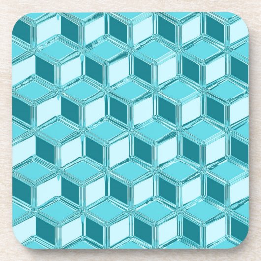 Chrome 3D-dozen - turquoise / aqua Onderzetter (Voorkant)