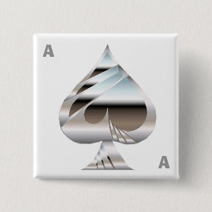 Chrome Ace van Spades Square Button