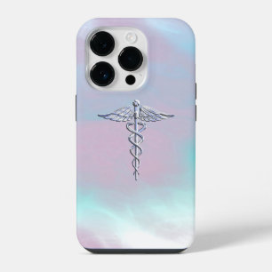 Chrome-achtig Caduceus Medisch Symbool Moederparel iPhone 14 Plus Hoesje