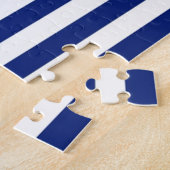 Chrome-achtige anker op het Navy Blue Stripes-deco Legpuzzel (Zijkant)