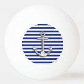 Chrome-achtige anker op het Navy Blue Stripes-deco Pingpongbal (Achterkant)