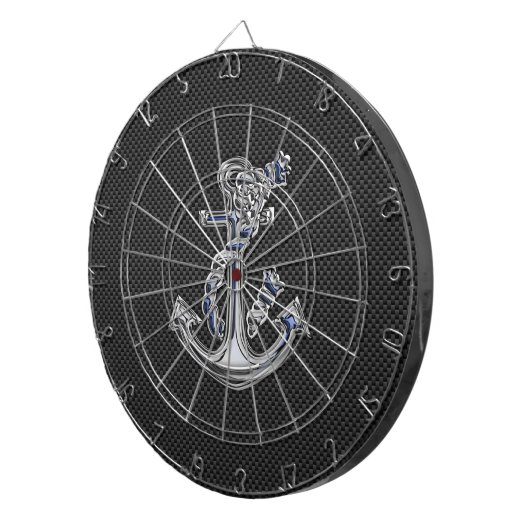 Chrome achtige hellingsanker op koolstofvezel dartbord (Voorkant Rechts)