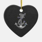 Chrome achtige hellingsanker op koolstofvezel keramisch ornament (Voorkant)