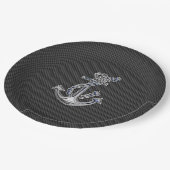 Chrome achtige hellingsanker op koolstofvezel papieren bordje (Gekanteld)