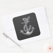 Chrome achtige hellingsanker op koolstofvezel vierkante sticker (Envelop)