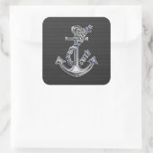 Chrome achtige hellingsanker op koolstofvezel vierkante sticker (Tas)