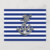 Chrome-achtige-hellingsanker op Nautical Stripes Briefkaart (Voorkant)