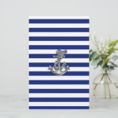 Chrome-achtige-hellingsanker op Nautical Stripes Briefpapier (Staand voorkant)