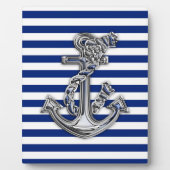 Chrome-achtige-hellingsanker op Nautical Stripes Fotoplaat (Voorkant)