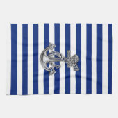 Chrome-achtige-hellingsanker op Nautical Stripes Theedoek (Horizontaal)