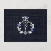 Chrome achtige koolstofvezel print Scottish Thistl Briefkaart (Voorkant)