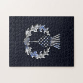 Chrome achtige koolstofvezel print Scottish Thistl Legpuzzel (Horizontaal)