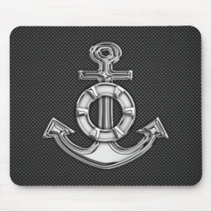 Chrome achtige leveranker op koolstofvezel muismat