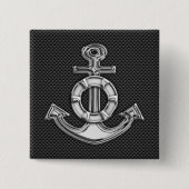 Chrome achtige leveranker op koolstofvezel vierkante button 5,1 cm (Voorkant)