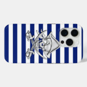 Chrome-achtige-piraat op het Nautical Stripes Deco Case-Mate iPhone Case (Achterkant (horizontaal))