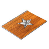 Chrome achtige scheepsster op teakhout fineer notitieboek (Linkerzijde)