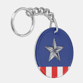 Chrome achtige ster op feestelijke patriottische k sleutelhanger (Voorkant Links)