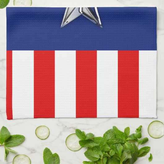 Chrome achtige ster op feestelijke patriottische k theedoek (Gevouwen)