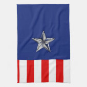 Chrome achtige ster op feestelijke patriottische k theedoek (Verticaal)