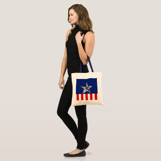 Chrome achtige ster op feestelijke patriottische k tote bag (Voorkant (model))