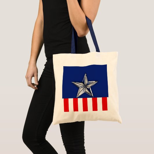 Chrome achtige ster op feestelijke patriottische k tote bag (Voorkant (product))