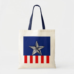 Chrome achtige ster op feestelijke patriottische k tote bag