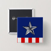 Chrome achtige ster op feestelijke patriottische k vierkante button 5,1 cm (Voorkant /achterkant)