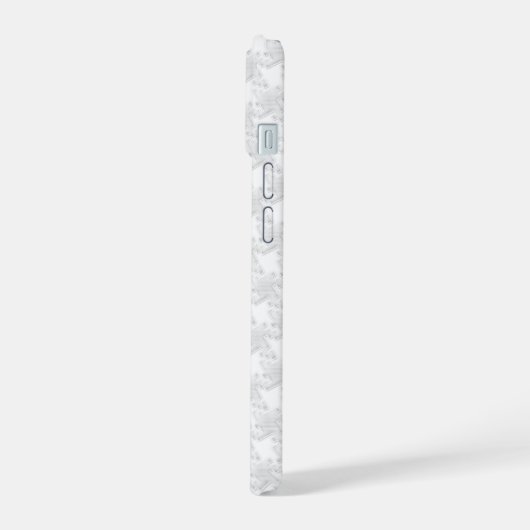 Chrome-achtige witte lintvoorlichting Houndstooth iPhone 15 Case (Linkerkant)