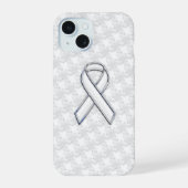 Chrome-achtige witte lintvoorlichting Houndstooth iPhone 15 Case (Achterkant)