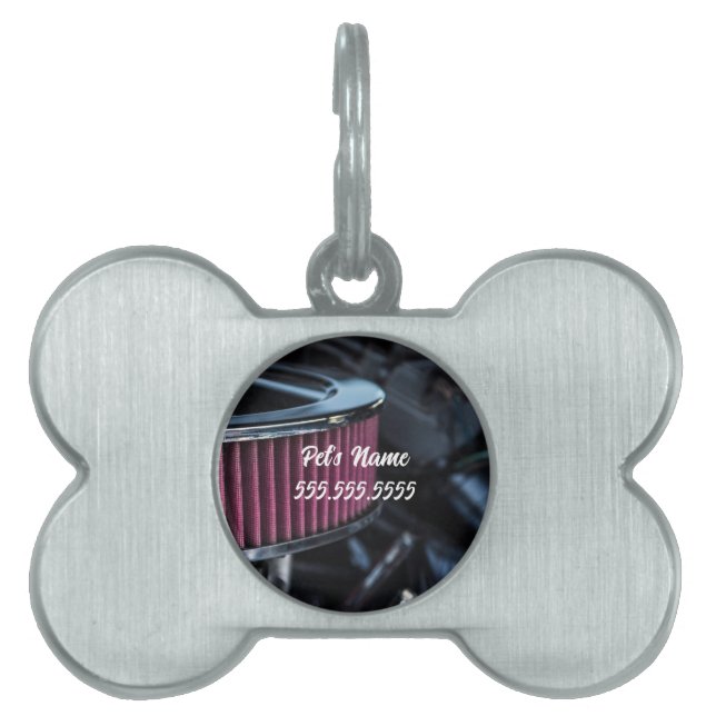 Chrome Air Intake Pet ID Tag Huisdieren Naamplaatje (voorkant)