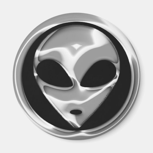 CHROME ALIEN HEAD MAGNEET (Voorkant)