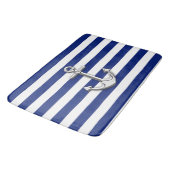Chrome als Anchor Nautical Navy Blue Stripes Badmat (Gekanteld)