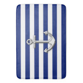 Chrome als Anchor Nautical Navy Blue Stripes Badmat (Voorkant Verticaal)